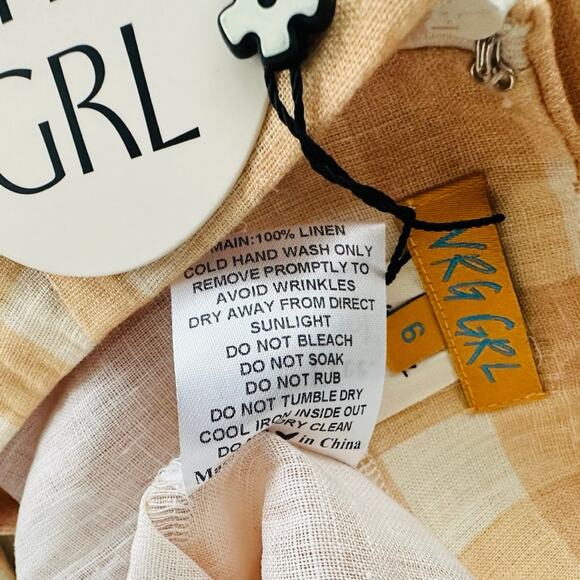 Verge VRG Girl Divine Artist Linen Wide Leg Pants Mustard Cream NEW Size 6 Linen - Picture 8 of 9